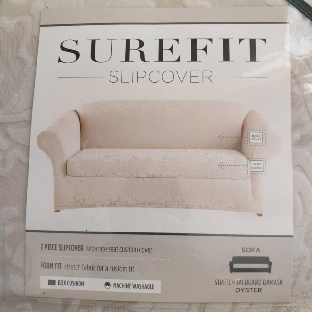 Surefit Sofa Couch Slipcover Stretch Jacquard Damask New in Bag, Never Used - Picture 2 of 8